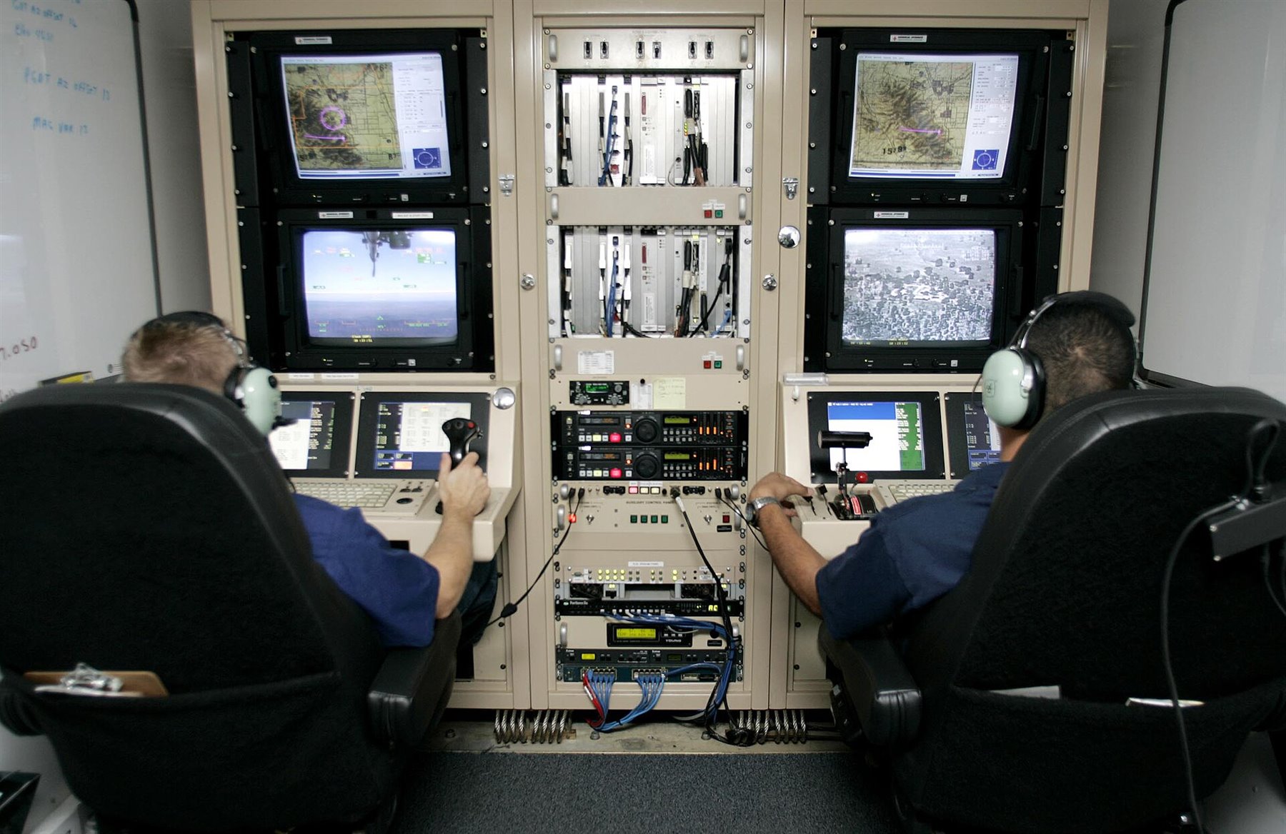 Unmanned aerial vehicle control station, representing dual-use technology and defense AI systems.